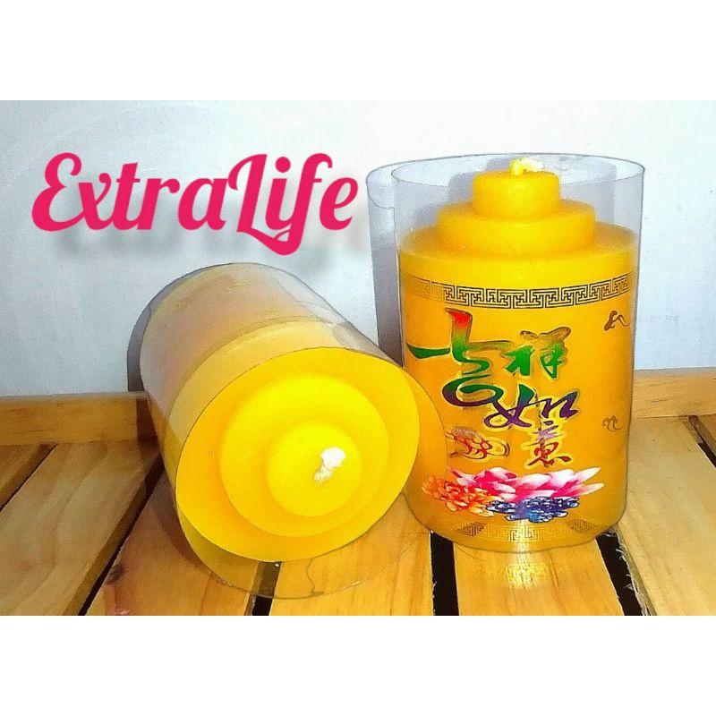 Đèn cầy sáp - Nến trụ màu đỏ, vàng hình chữ Cát tường cao 10 cm x đường kính 6 cm- Cam kết không mùi không khói