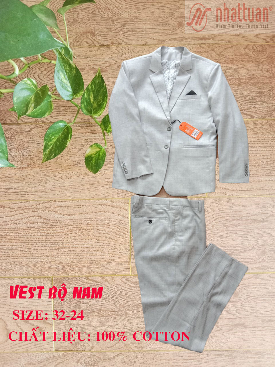 Bộ Vest nam phong cách lịch lãm 100% cotton của Nhật Tuấn (NATA), giảm giá 50