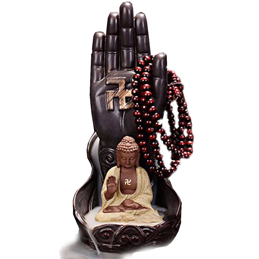 Combo Thác khói trầm hương để bàn tặng 3 nụ trầm - Thủ Ấn Phật Tổ Như Lai