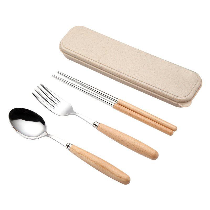 Bộ đũa thìa, dĩa, cán gỗ tiện dụng