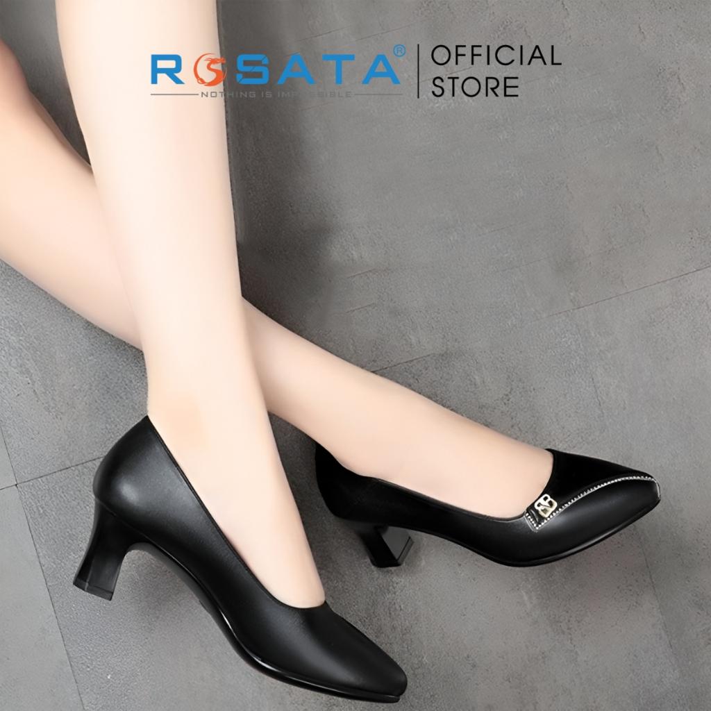 Giày búp bê ROSATA RO375 bít mũi nhọn thời trang gót cao 5 phân xuất xứ Việt Nam - ĐEN