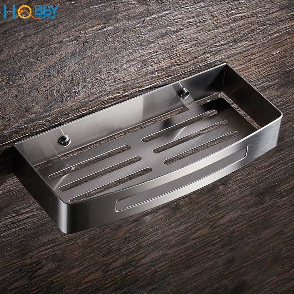 Kệ chữ nhật để đồ phòng tắm khoan tường inox 304 Hobby Home Decor KCN2 mẫu dày không rỉ sét