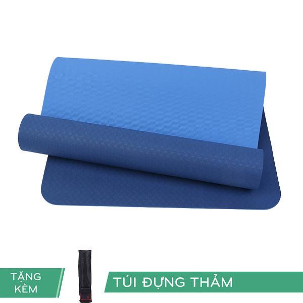 Thảm Yoga Tpe Rl Eco 6Mm 2 Lớp Màu Xanh Dương Tặng Kèm Túi - Giao Hàng Toàn Quốc