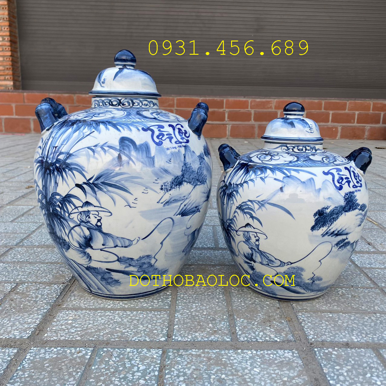 Bình ngâm ruou sứ Bát Tràng Tài Lộc - Không vòi 20 lít