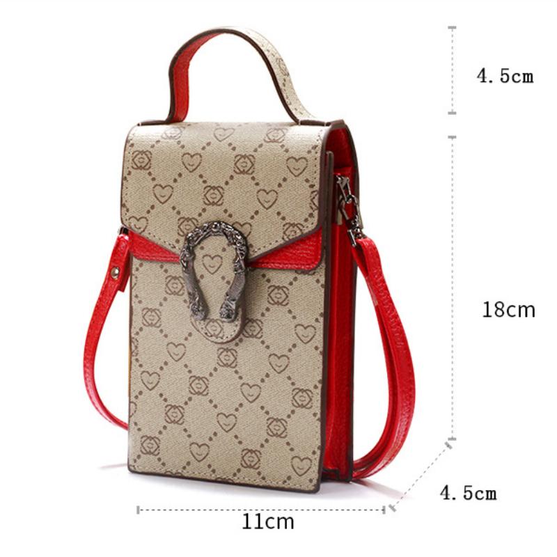 In Hình Nữ Đeo Vai Nữ Hình Vuông PU Da Vintage Nữ Đeo Chéo Túi Đeo Túi Đựng Điện Thoại Di Động Bolso Mujer