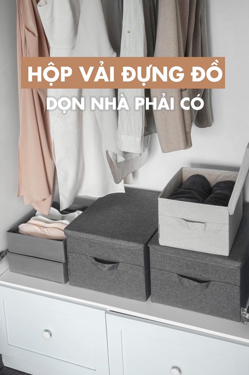 Combo 2 hộp đựng quần áo Thụy Điển sang trọng size lớn 40x30xH22cm