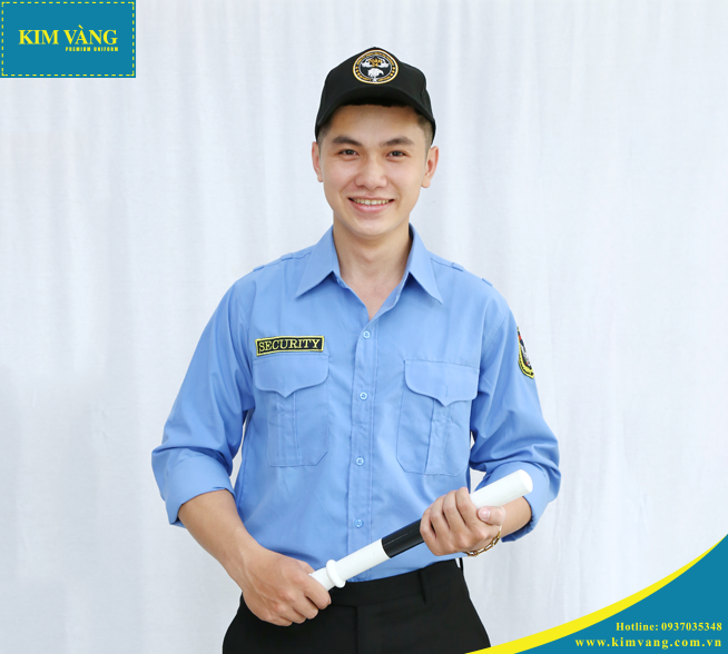 Áo bảo vệ nam nữ đồng phục an ninh tay dài chất liệu vải cao cấp- Màu xanh mẫu 02