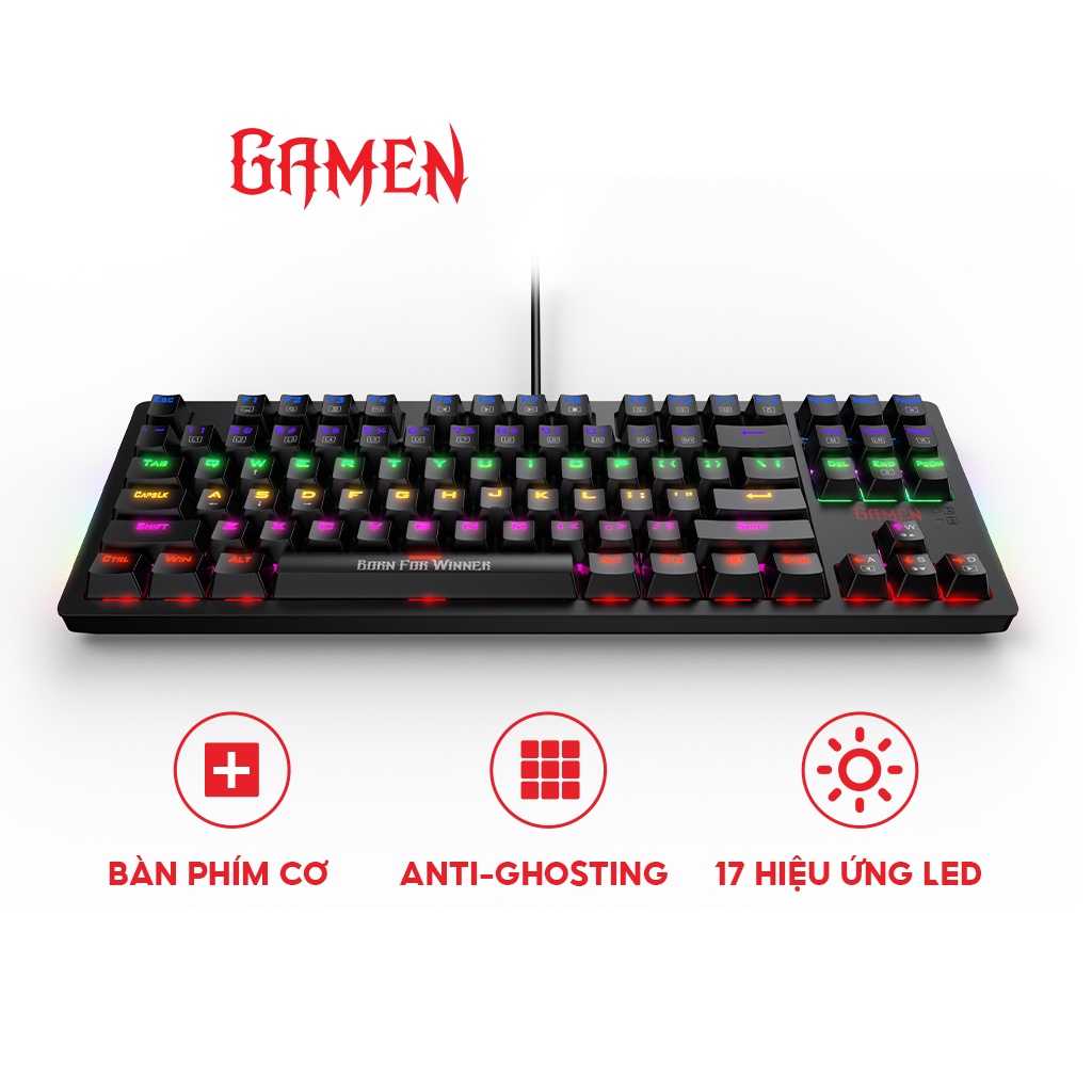 Bàn Phím Cơ Gamen Titan II Game Thủ Đèn LED RGB Phím Bấm Bền Màu Cho Máy Tính Laptop - Hàng Chính Hãng