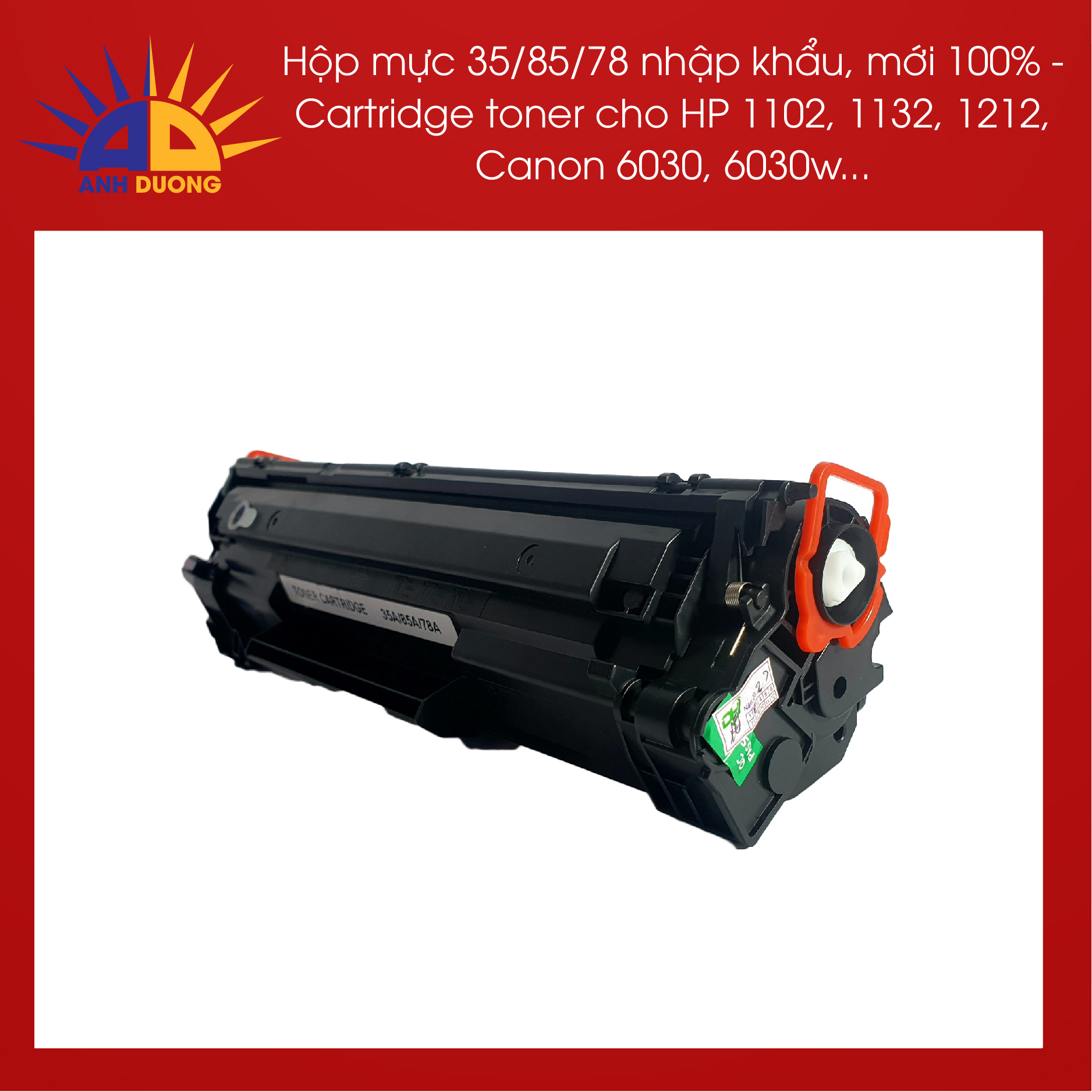 Hộp mực 35a/85/78a lỗ đổ mực và lỗ đổ thải dùng cho máy P1102,P1102w,M1212NF,M1132 và LBP-3018/3010