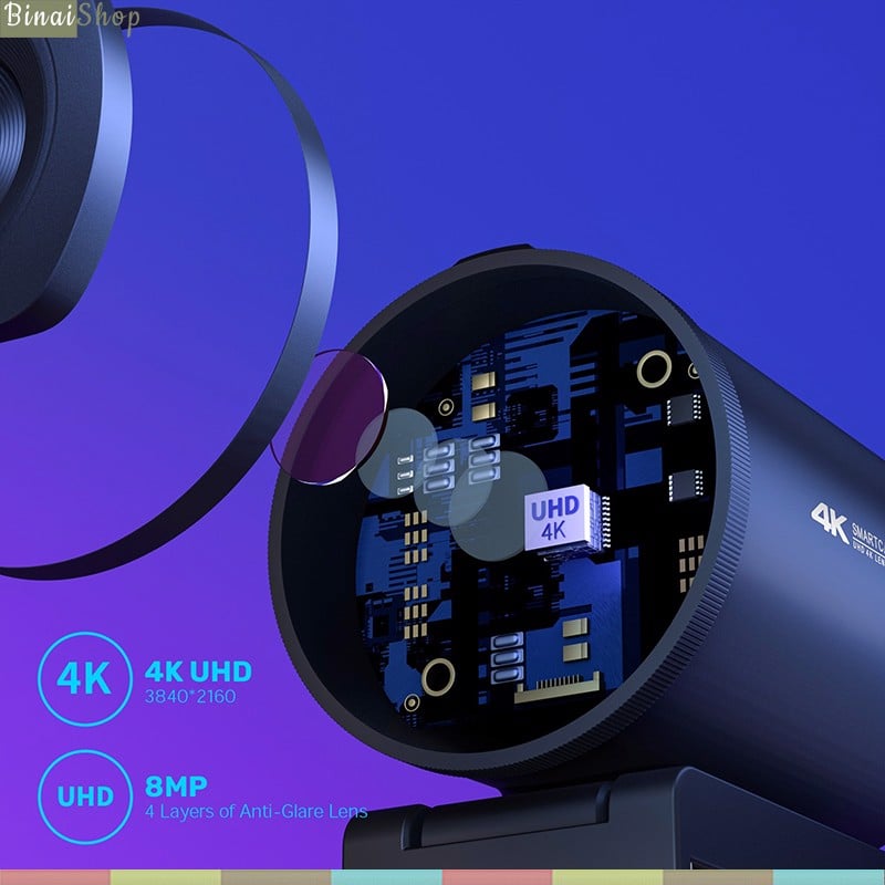 Emeet SmartCam S600 - Webcam Họp Trực Tuyến Góc Rộng, Độ Phân Giải 4K, Tốc Độ 60FPS, Tự Động Lấy Nét Chỉnh Sáng [TẶNG CHÂN WEBCAM] - Hàng chính hãng