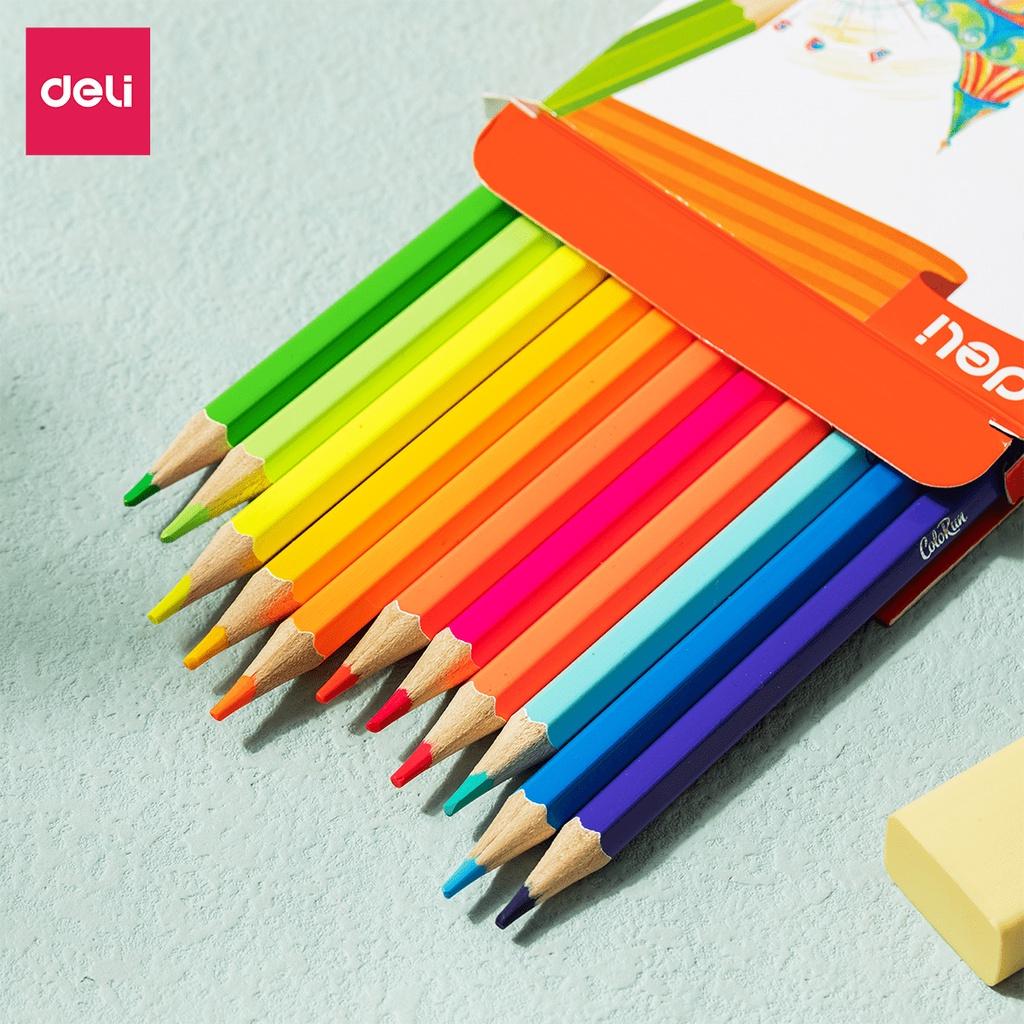Bút Chì Màu Học Sinh Cao Cấp Thân Lục Giác Nhiều Phân Loại Deli - Phù Hợp Văn Phòng Cho Bé Vẽ Tranh Tô Màu - EC130