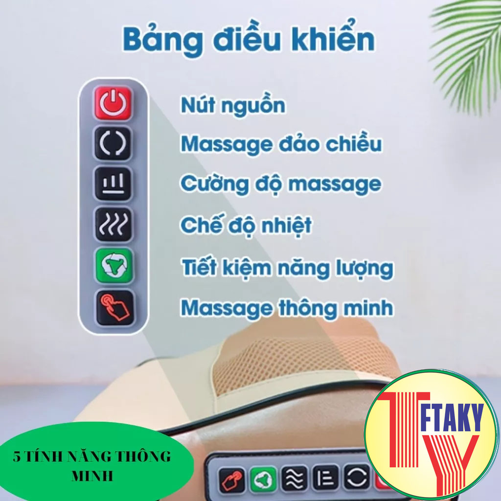 Máy Massage cao cấp Giảm Nhức Mỏi  Gối massage hồng ngoại trị liệu 16 bi