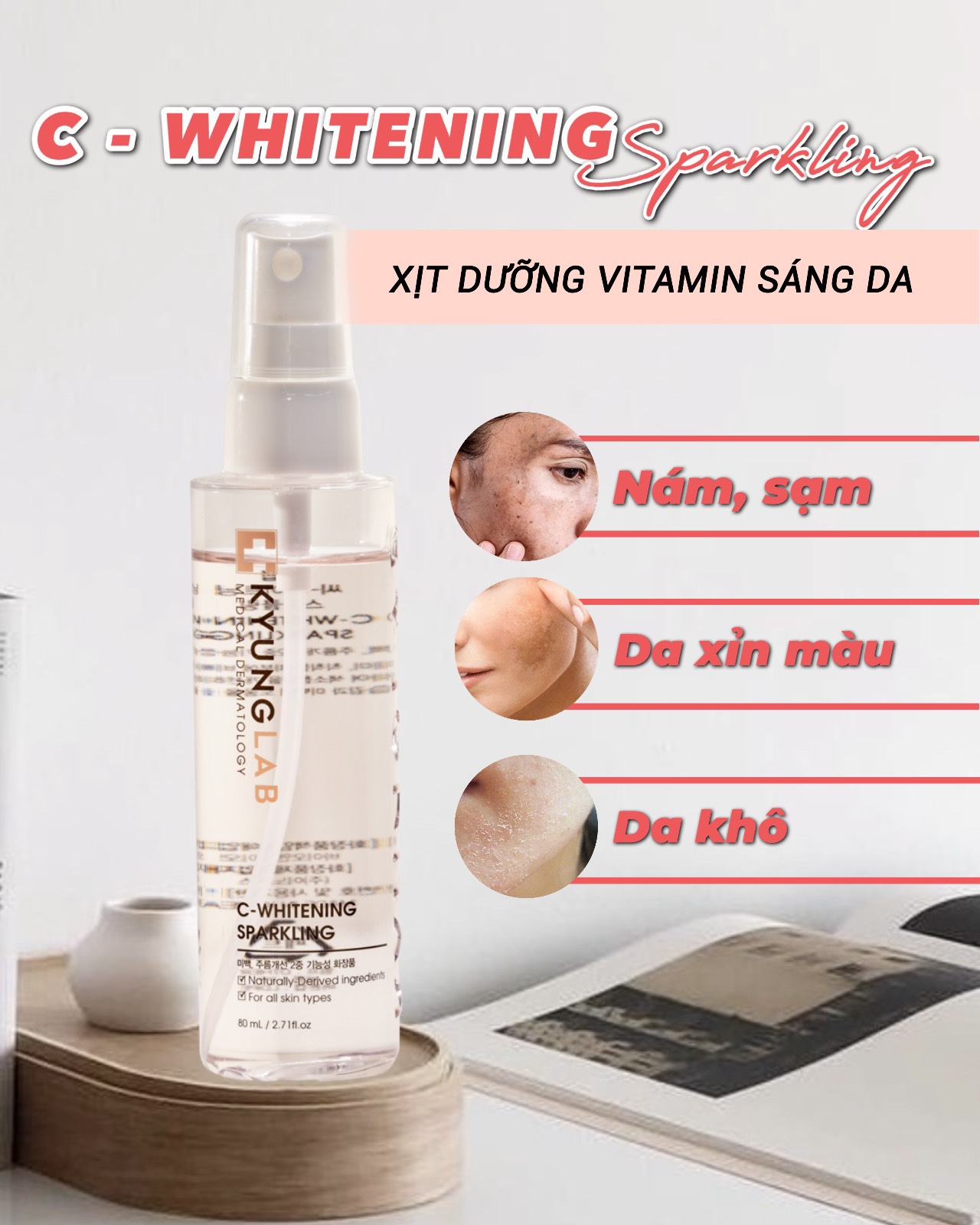 Xịt dưỡng Vitamin Sáng Da Kyung Lab C – WHITENING SPARKLING - 80ml