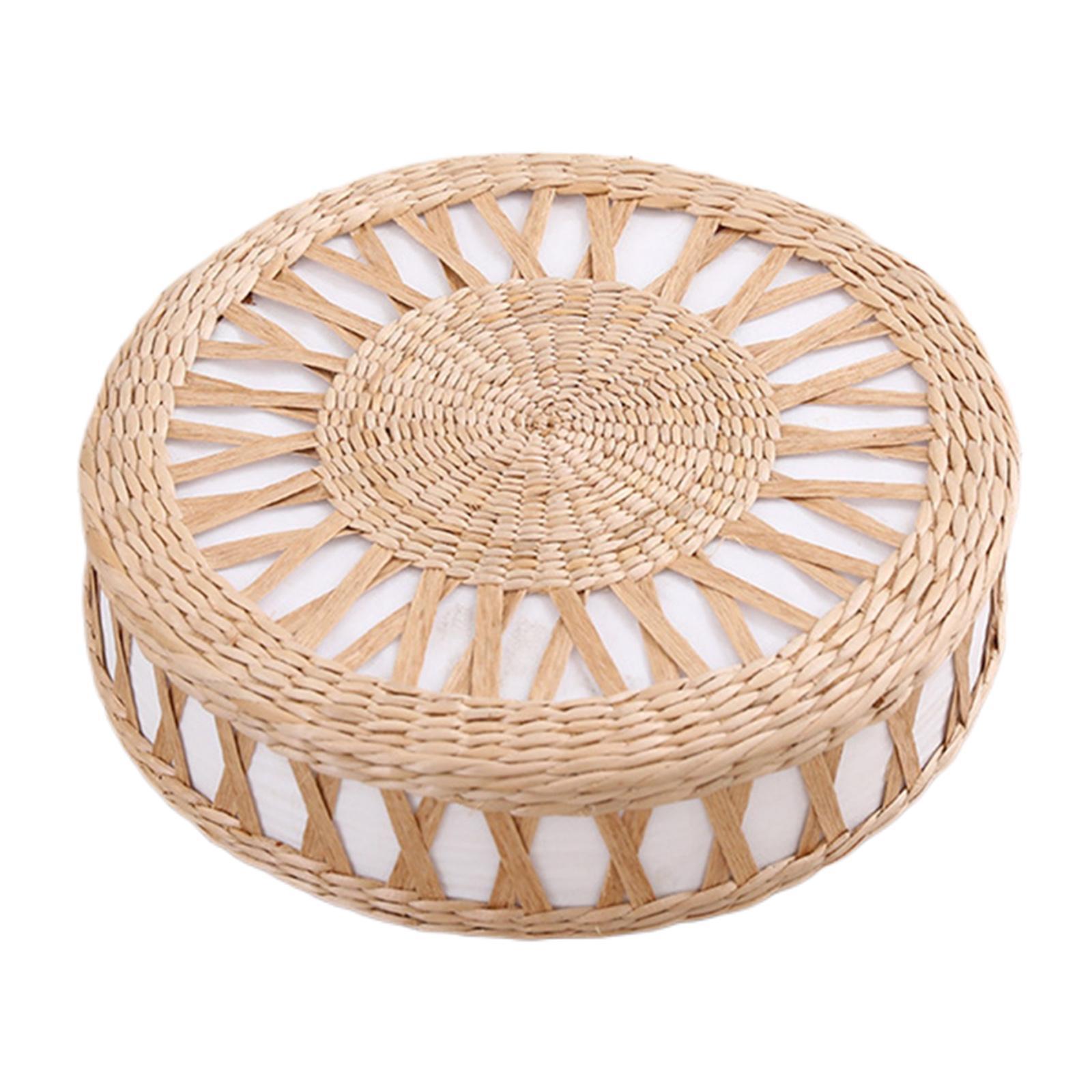 Japanese Flat Seat Cushion Handcrafted Breathable Straw Cushion