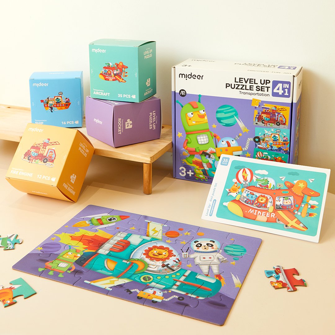 Đồ Chơi Xếp Hình Level Up Puzzle Set 4in1 (04 tranh 12-16-24-35 mảnh ghép) - Dành cho bé từ 3 tuổi