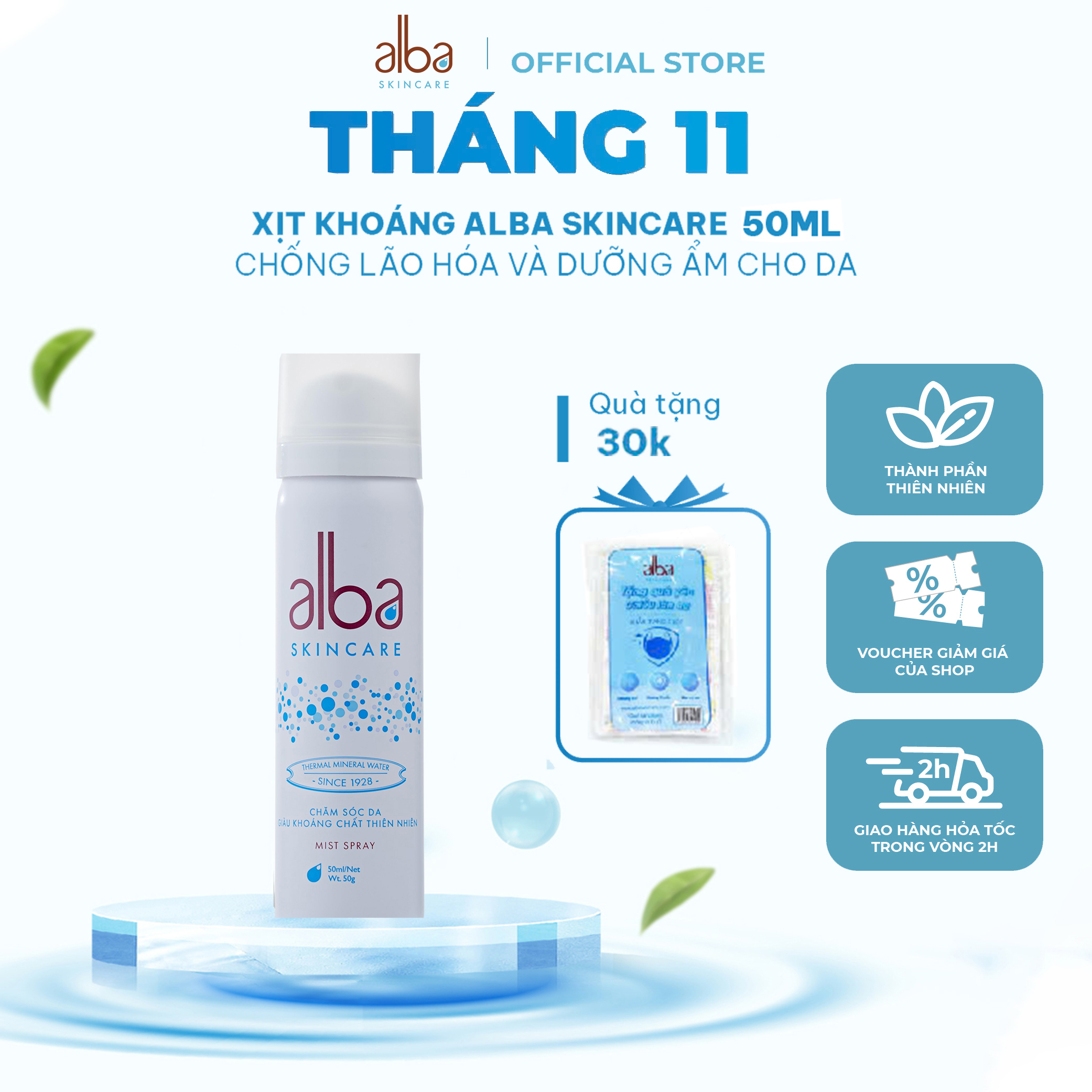 Xịt Khoáng ALBA SKINCARE Chống Lão Hóa Và Dưỡng Ẩm Cho Da 50ML