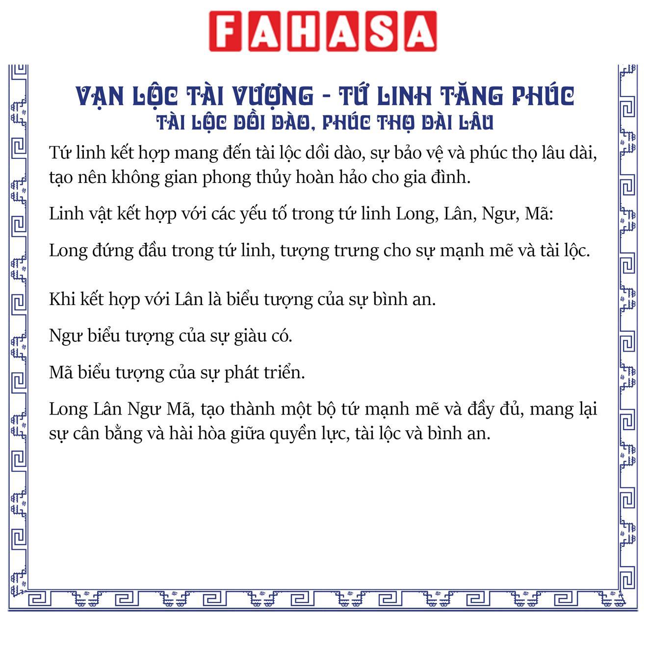 Phụ Kiện Bàn Thờ Bộ Tượng Tứ Linh Tăng Phúc - Tài Lộc Dồi Dào - Phúc Thọ Dài Lâu - Manihum BTLPK-03