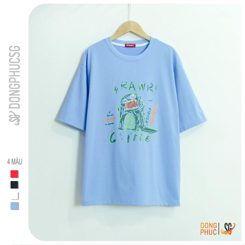 Áo thun tay lỡ form rộng nam nữ - Mẫu khủng long Cattee - Chất thun cotton mềm mịn