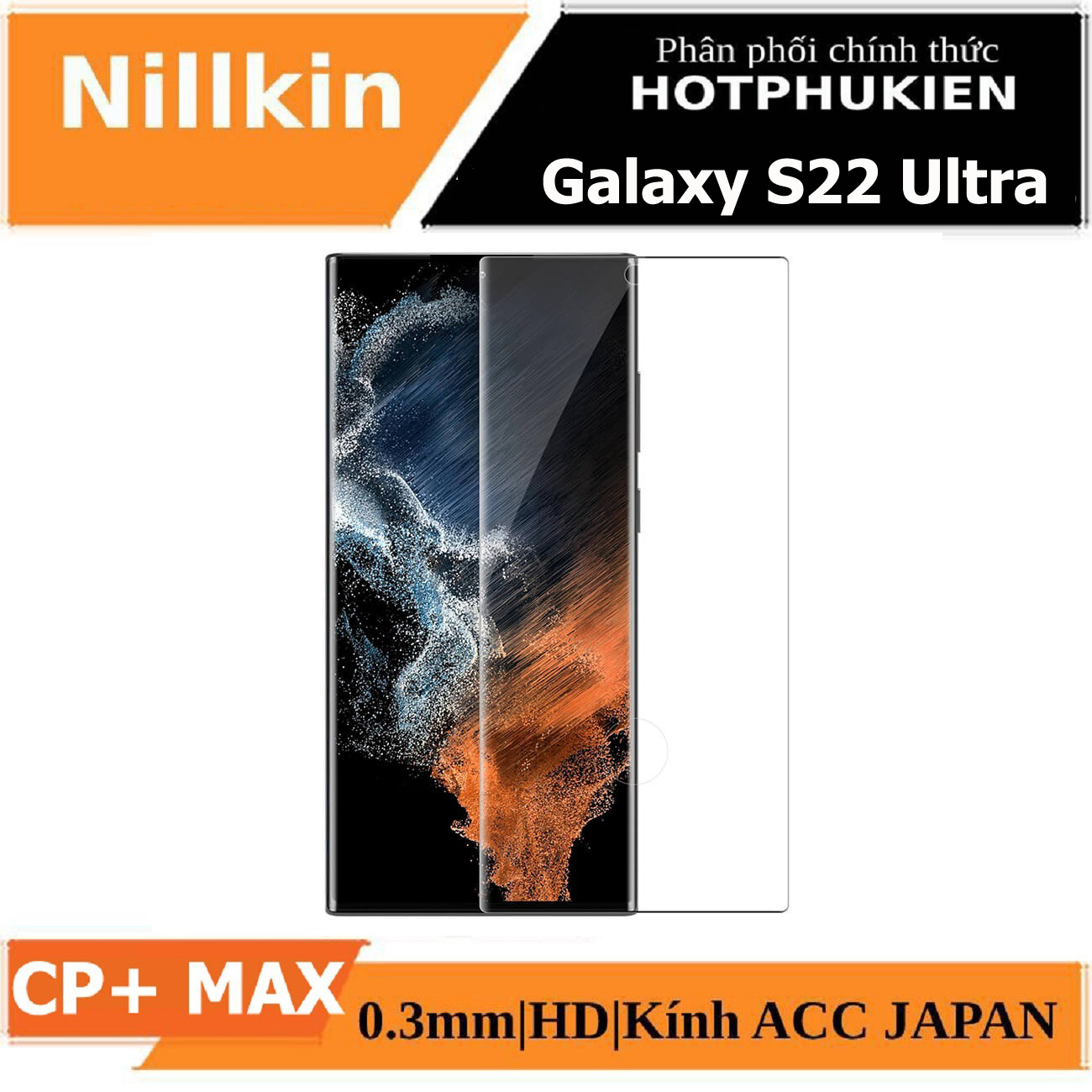 Miếng dán kính cường lực full 3D cho Samsung Galaxy S22 Ultra hiệu Nillkin CP+ Max (Mỏng 0.3mm, Kính ACC Japan, Chống Lóa, Hạn Chế Vân Tay) - Hàng nhập khẩu