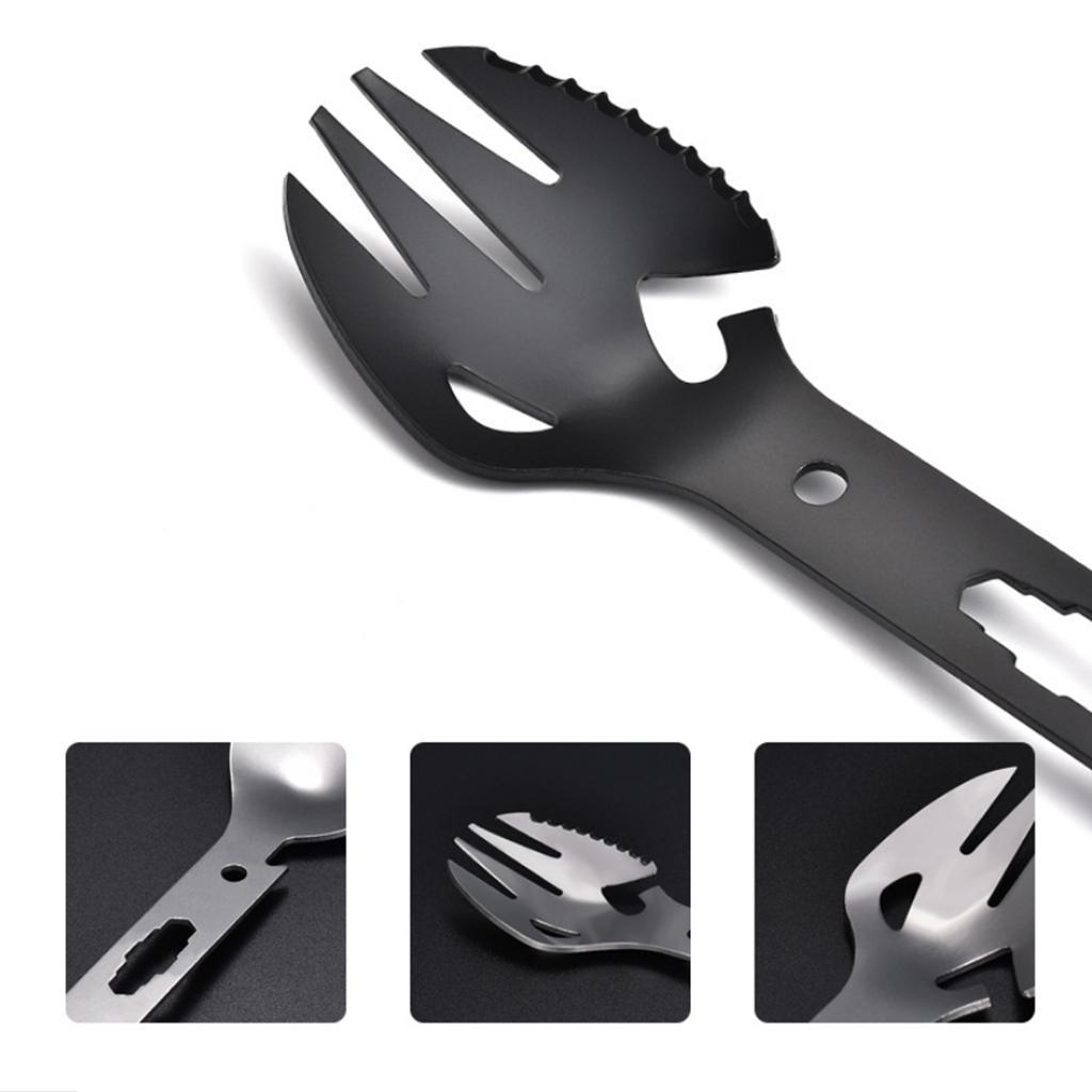 8-in-1 Multipurpose Camping Spoon Fork Spork  Bottle Can Opener