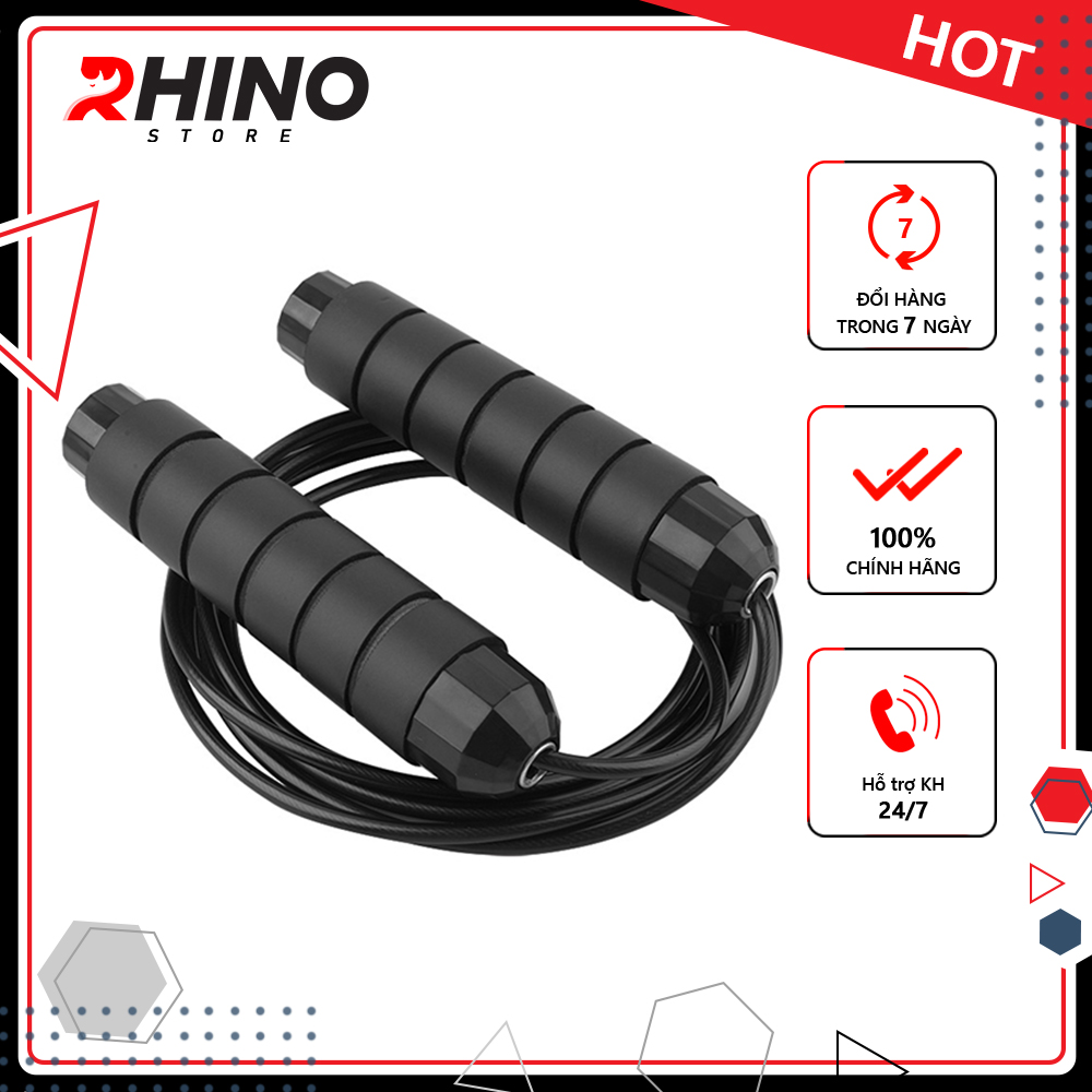 Hình ảnh Dây nhảy thể thao lõi thép Rhino J901, dây nhảy tại nhà độ bền cao, tay cầm chống trượt, độ dài dây tùy chỉnh - Dùng cho Muay | Boxing | Kickboxing - Hàng chính hãng