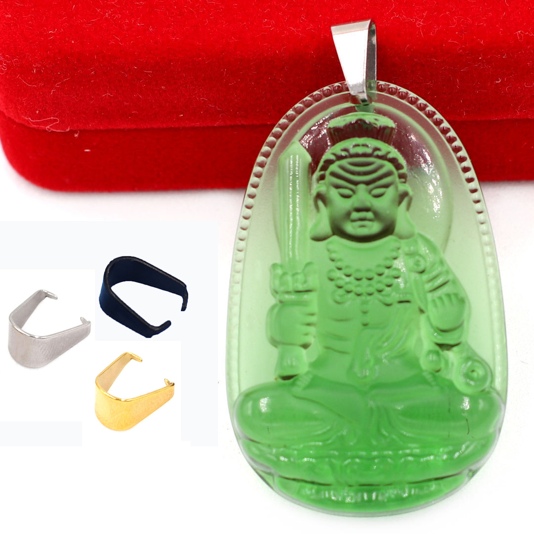 Mặt Dây Chuyền Phật Bất Động Minh Vương Đá Pha Lê Xanh Lá Size Nhỏ 3.6cm & Size Lớn 5cm- Tặng Kèm Móc Inox - Phong Thủy 868 - May Mắn - Bình An
