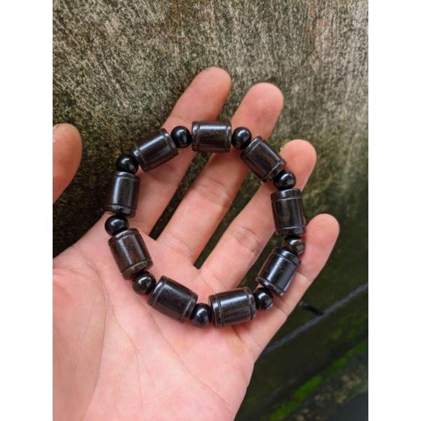 Vòng tay nam gỗ hạt trúc 12 ly mun sừng khánh hòa