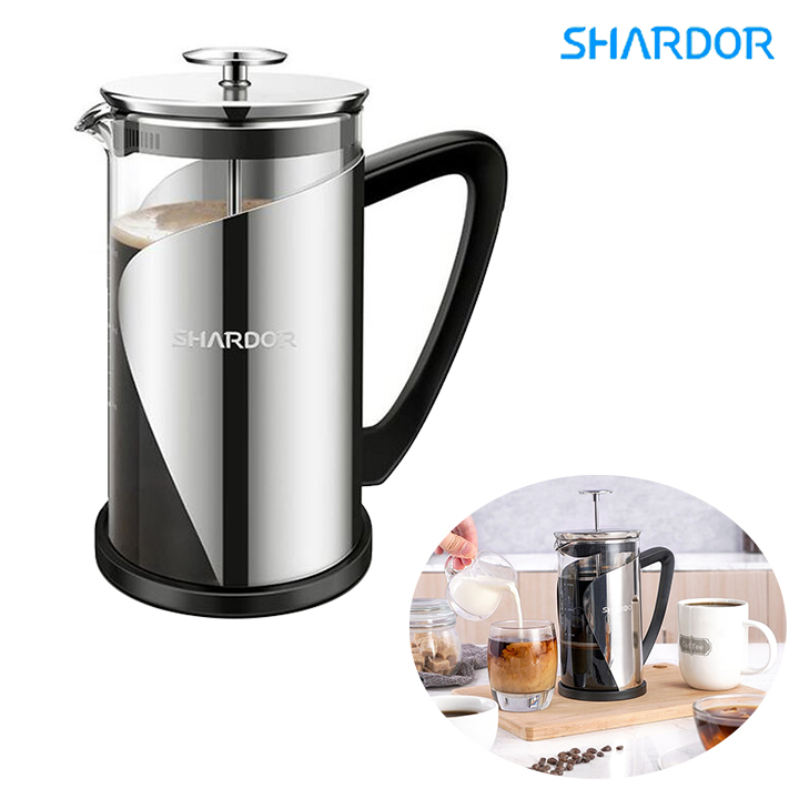 Bình pha cà phê kiểu Pháp French Press Shardor FP515S dung tích 1000ml - Hàng nhập khẩu