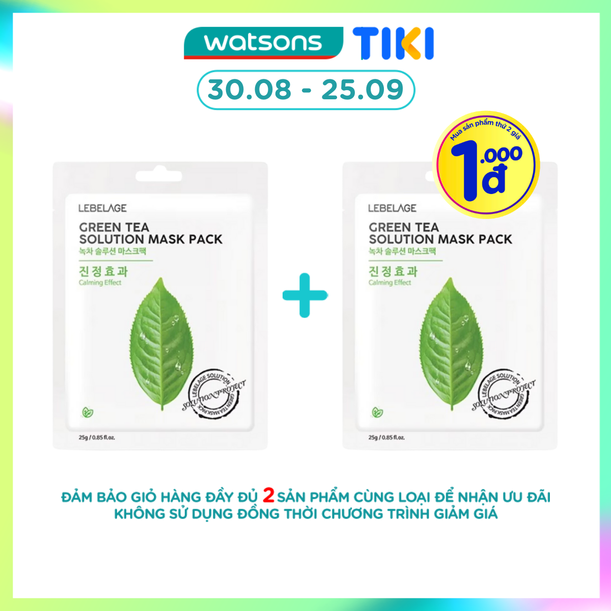 Mặt Nạ Lebelage Green Tea Solution Mask Pack Calming Effect Chiết Xuất Trà Xanh 25g