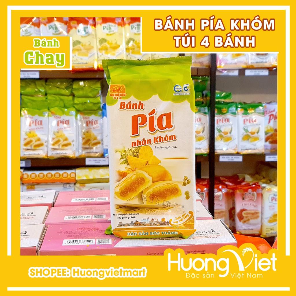 Bánh pía chay khóm không sầu riêng 400g, bánh pía không trứng Tân Huê Viên Sóc Trăng