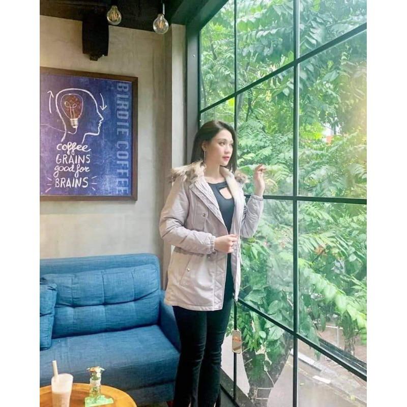 Áo parka lót lông dáng dài