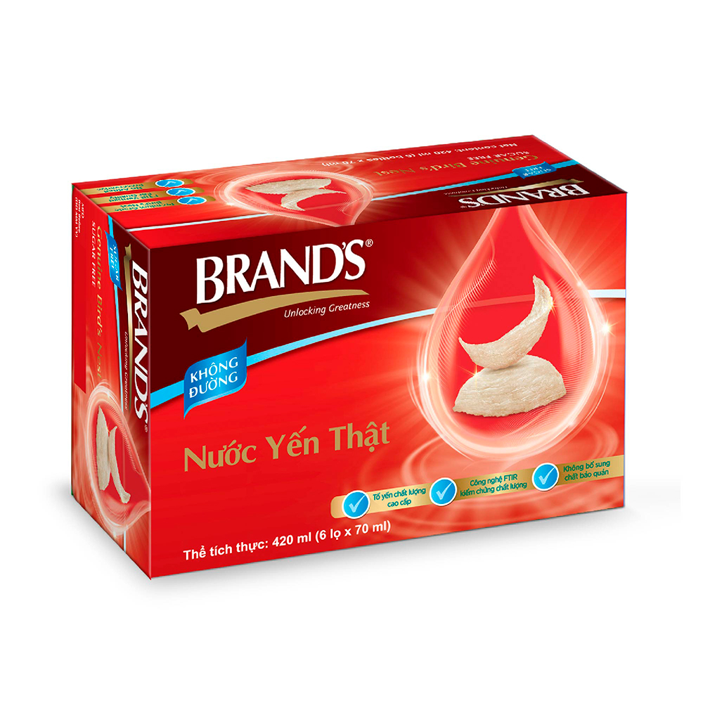 Combo 5 Nước yến thật BRAND'S Không Đường (70 ml x 30 lọ)