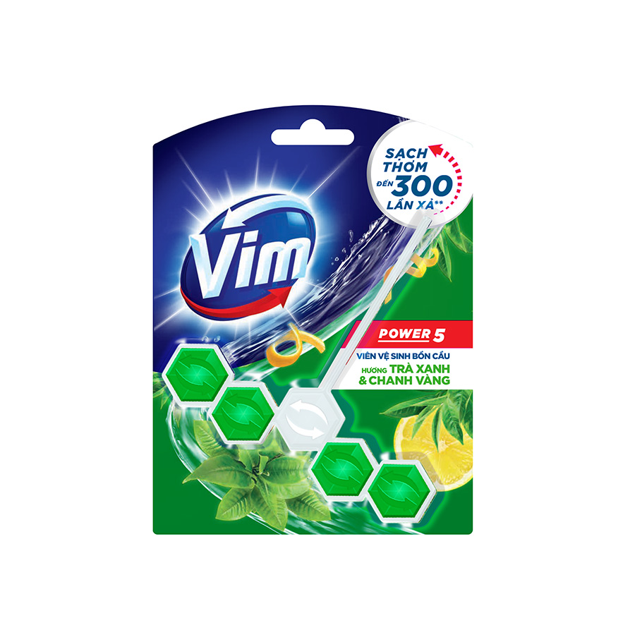 Combo 9 Viên Tẩy Bồn Cầu Vim Power 5 Sạch Khuẩn Thơm Mát (55g/viên ) Hương Chanh