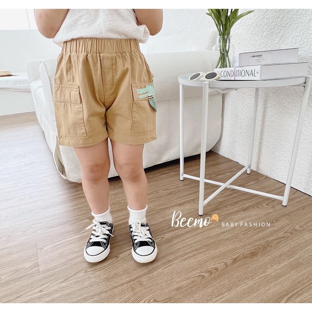 Quần Kaki bé trai 9m-5 tuổi túi hộp hình cá sấu, Quần short cho bé vải mềm kiểu dáng khỏe khắn thời trang