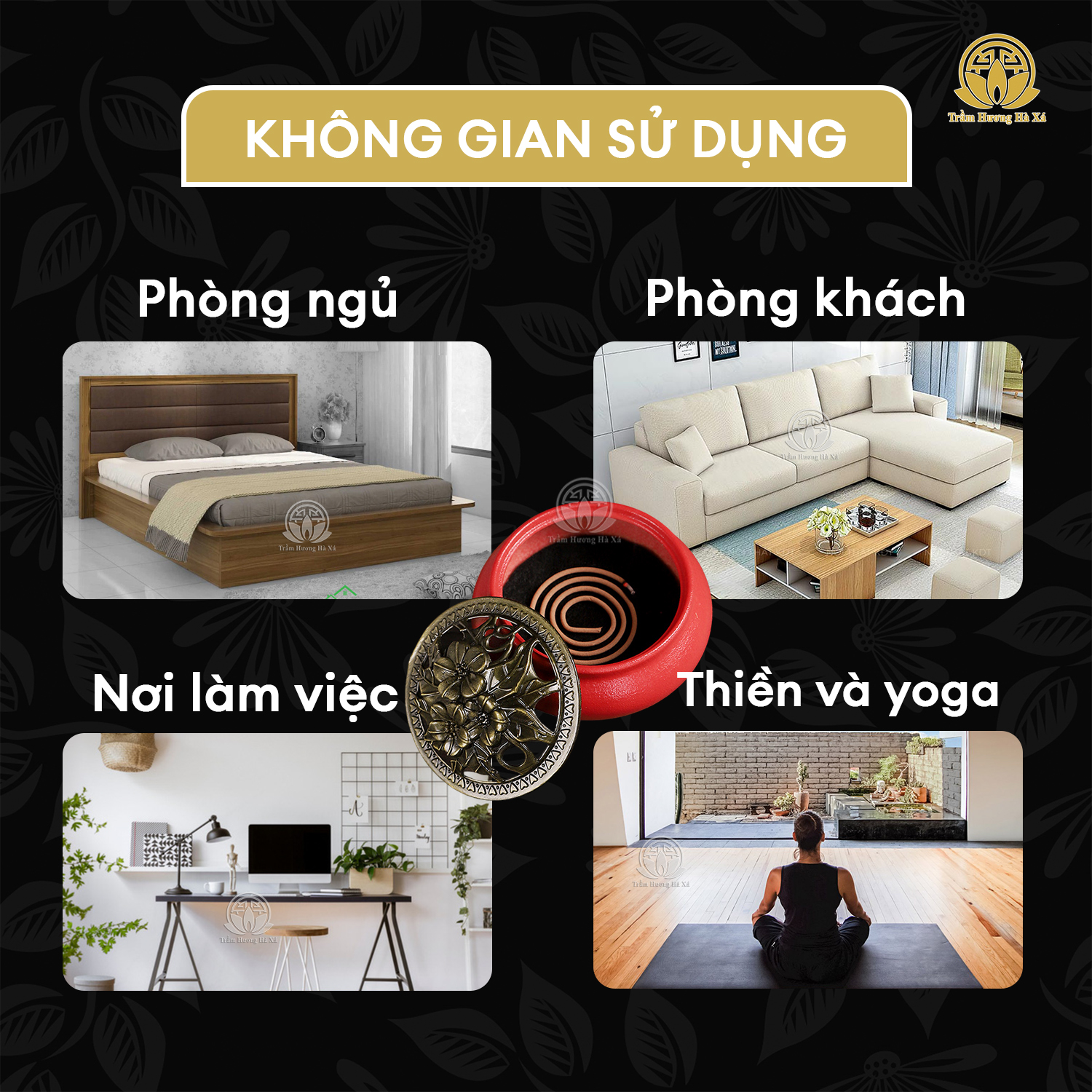 Nhang khoanh trầm hương HÀ XÁ xông nhà 100g đồ thờ cúng thanh lọc không khí, an toàn cho sức khỏe