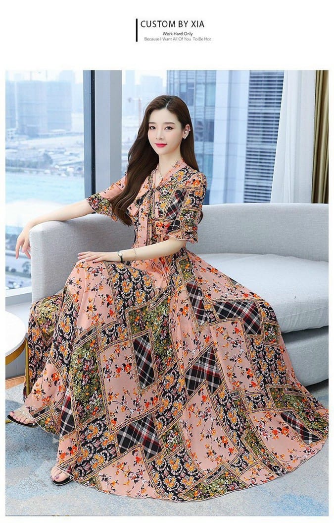 ĐẦM MAXI HỌA TIẾT DÁNG DÀI CAO CẤP