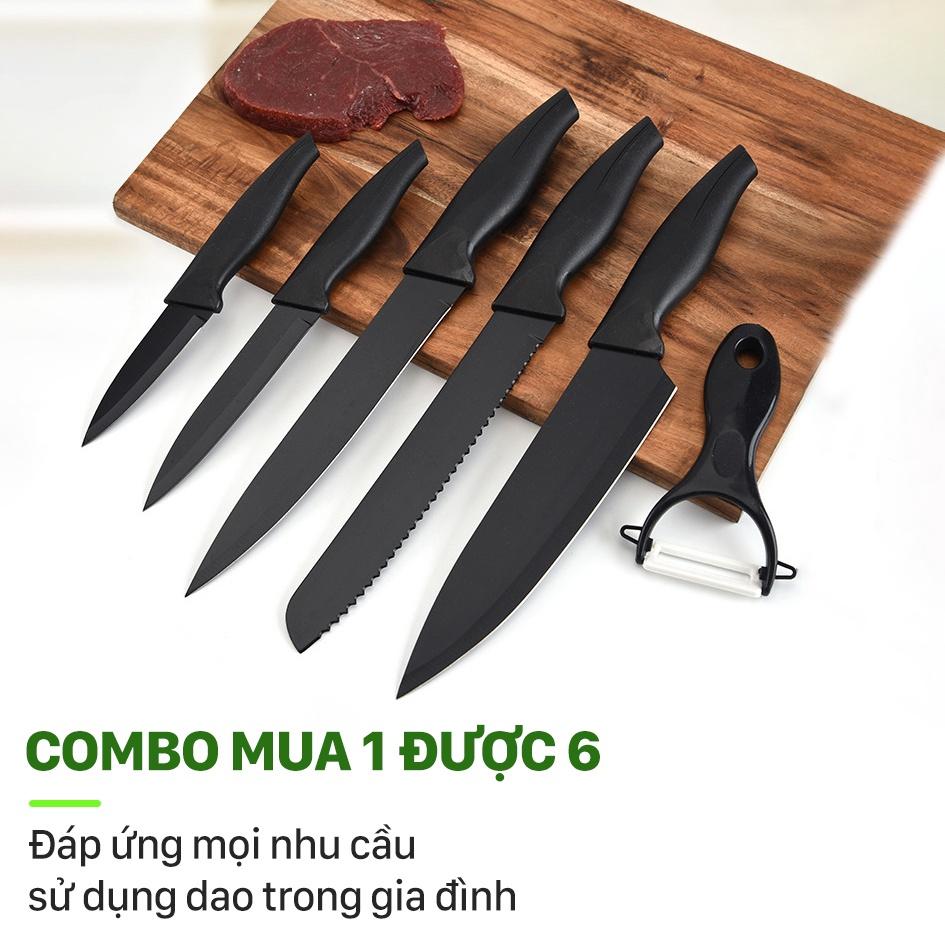 Bộ Dao Nhà Bếp Đa Năng 6 Món Cao Cấp Làm Từ Thép Chống Rỉ 3Cr13 - Bộ 6 Món Dao Nhà Bếp Chống Mòn Chống Xước Chống DÍnh