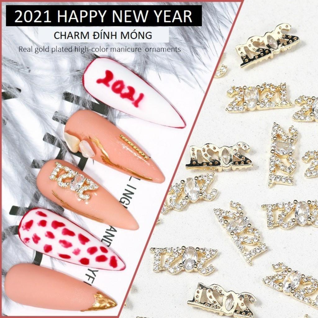 Charm Tết chữ 2021 đính móng(combo 4 cái) (byh182)