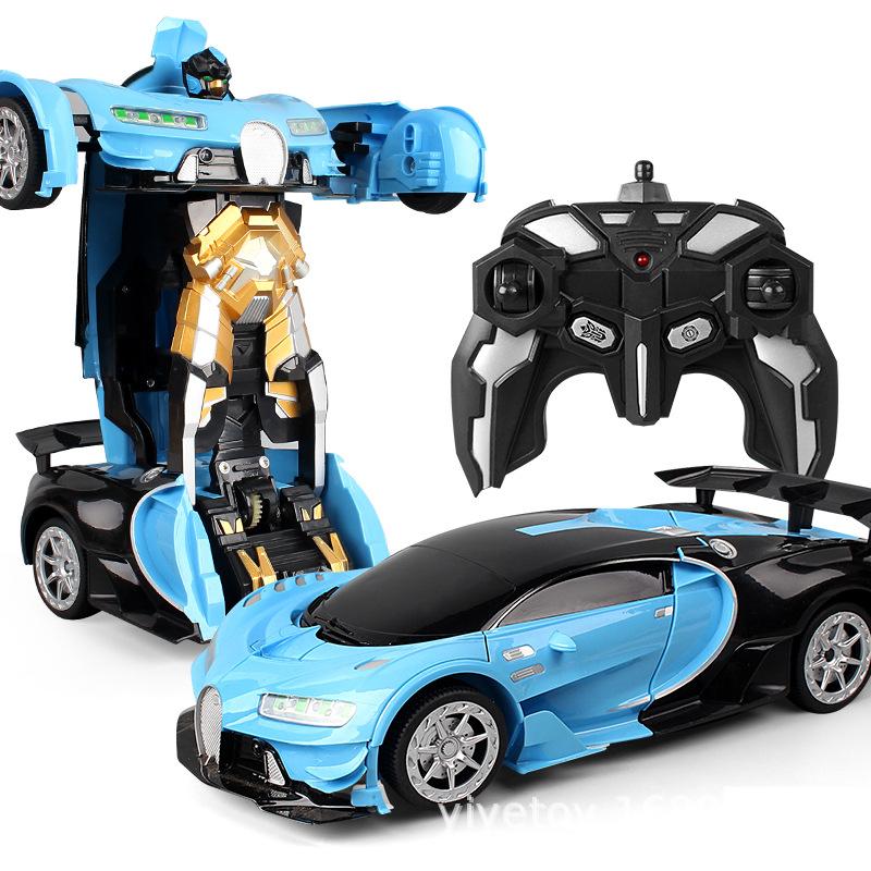 Giao hàng nhanh 20 năm mới Bugatti một nút biến dạng ô tô điều khiển từ xa biến dạng robot trẻ em sạc điện ô tô đồ chơi