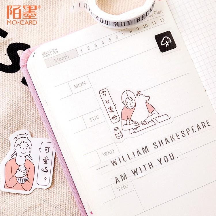 Hộp 45 Nhãn dán sticker Cô gái nhỏ trang trí sổ tay bullet journal