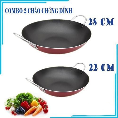 Combo 2 chảo chống dính 2 quai 28cm và 22cm