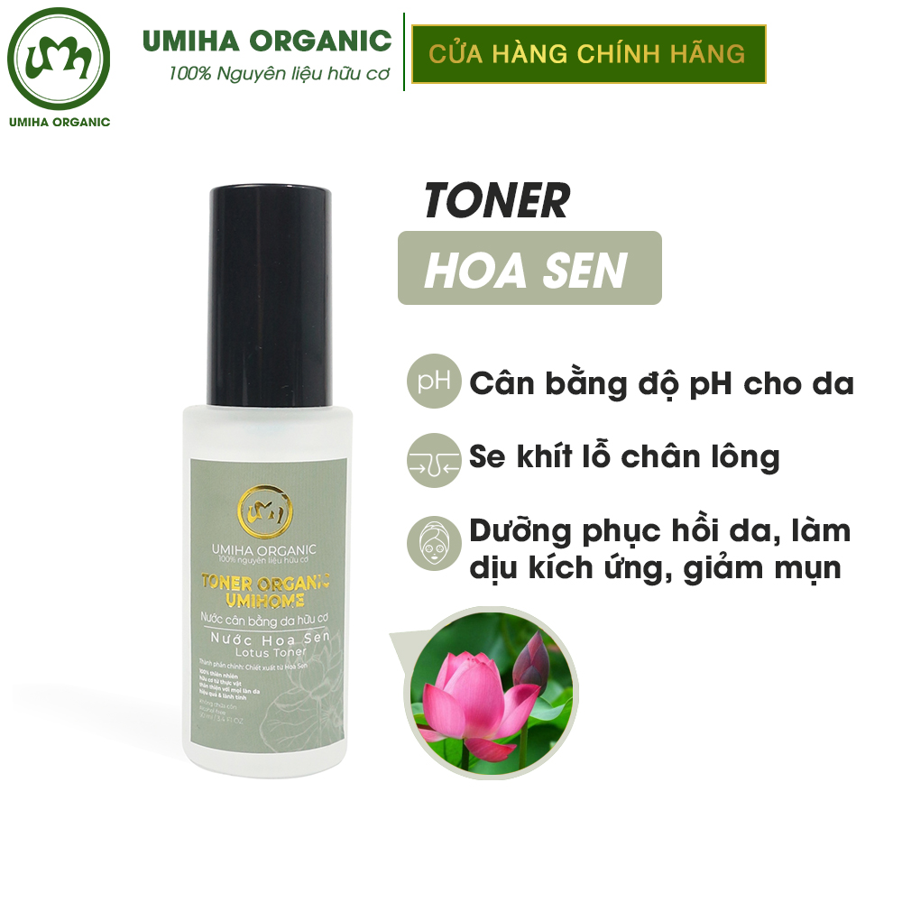 Nước Toner Hoa Sen thiên nhên UMIHOME 100ml cấp ẩm sáng da cân bằng độ pH hiệu quả