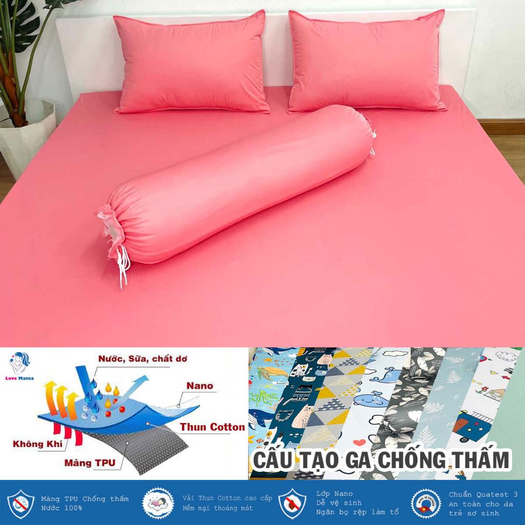 Ga chống thấm Cotton cao cấp trơn một màu hồng cánh sen mềm mại thoáng mát