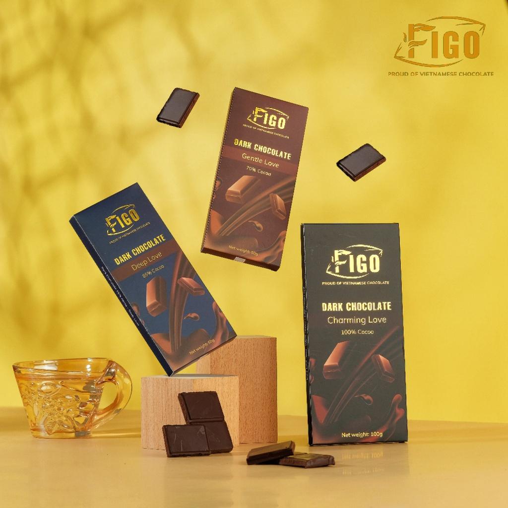 COMBO Dark Chocolate nguyên chất 100%, 85%, 70% cacao 50g/100g FIGO