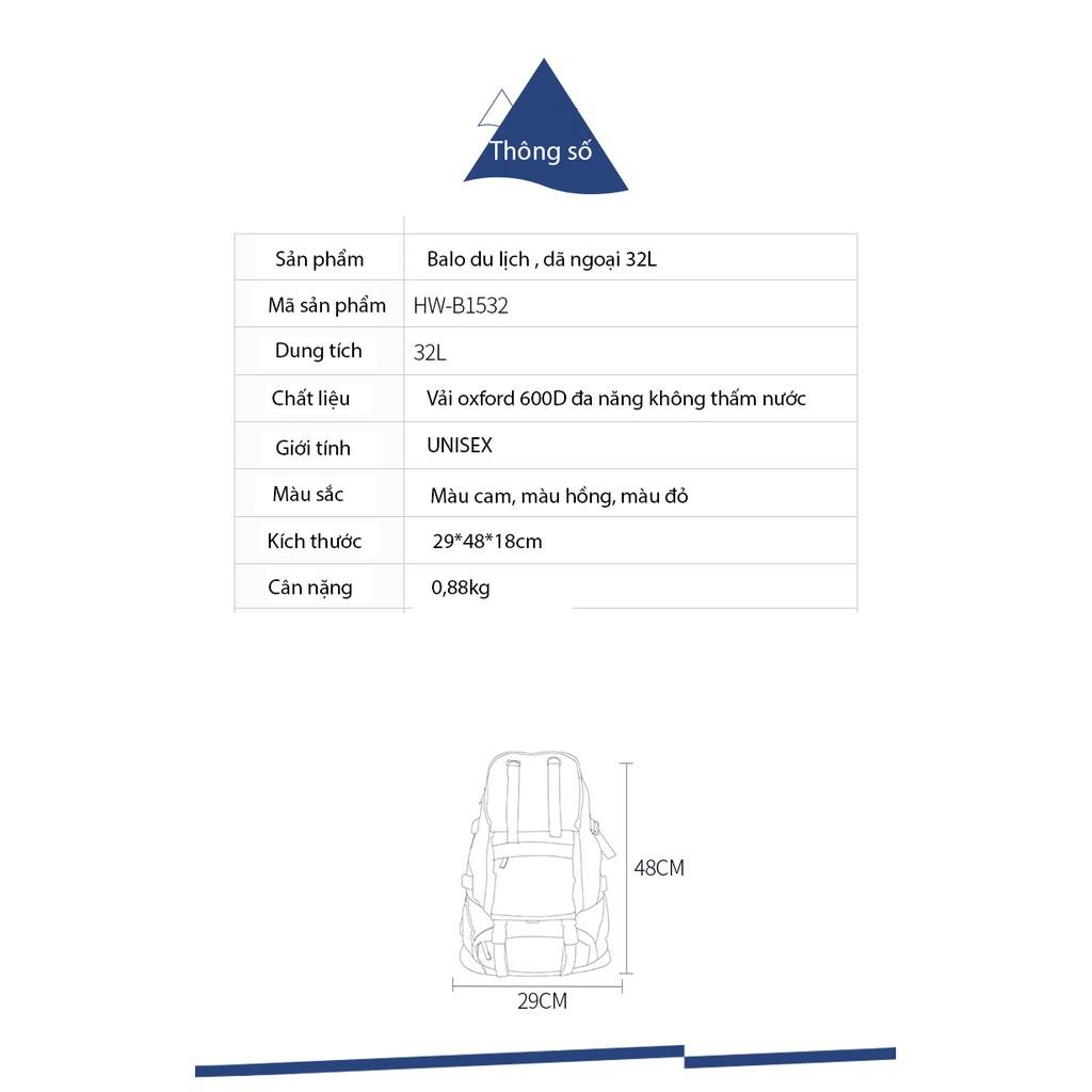 Balo du lịch, balo dã ngoại 32L HEWOLF - 1532