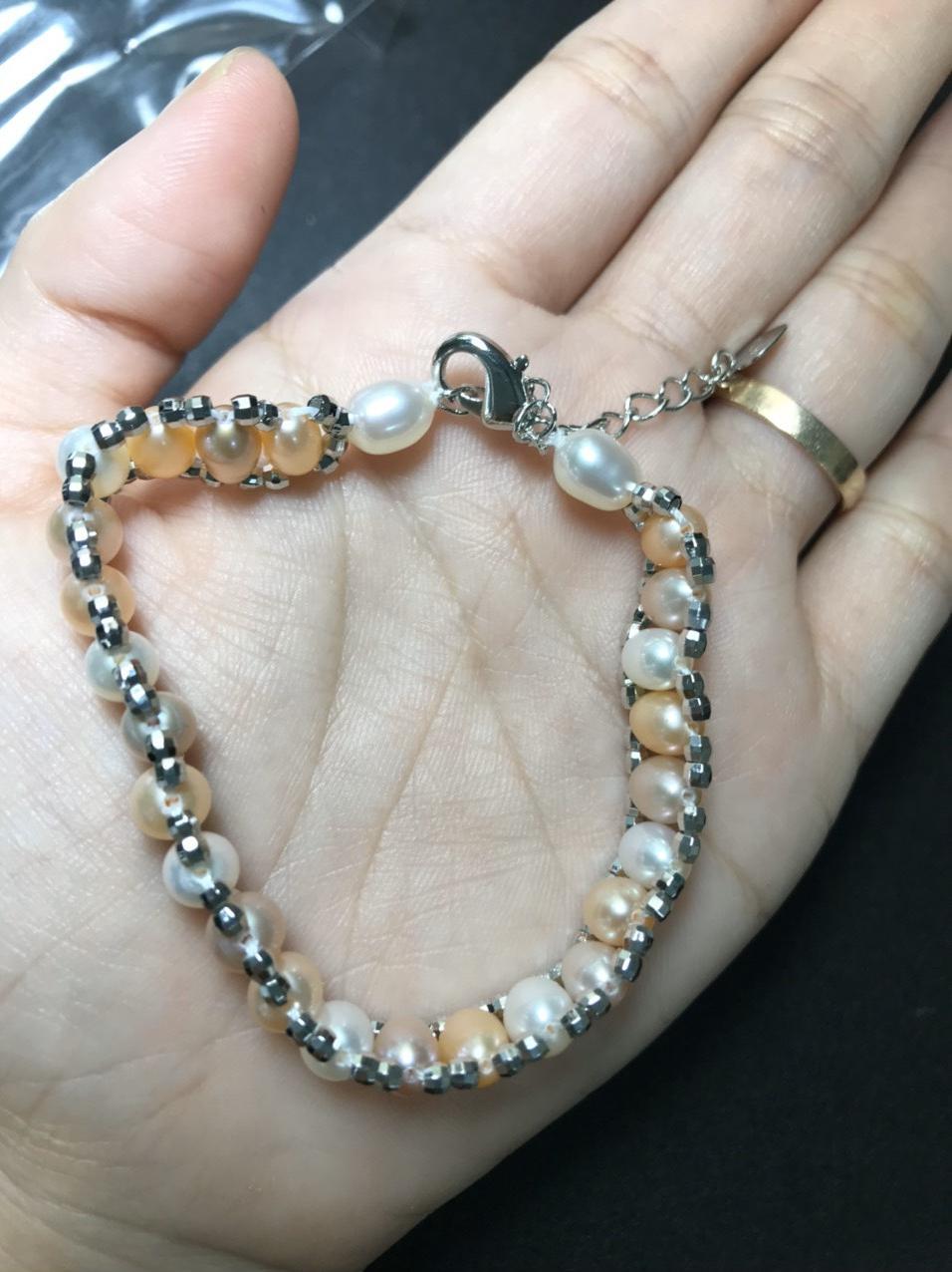 Vòng tay ngọc trai mix charm 925