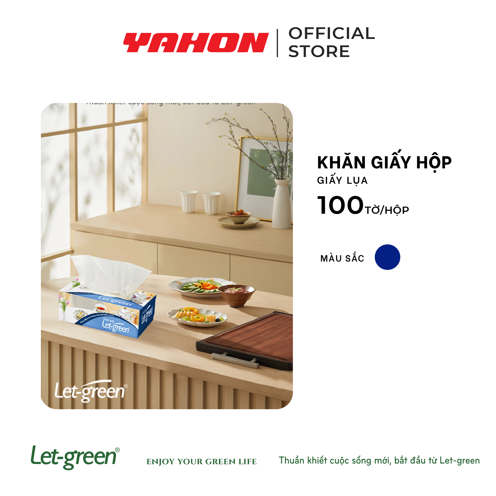 Combo 2 Khăn Giấy Lụa LET-GREEN 100 Tờ/Hộp Màu Ngẫu Nhiên