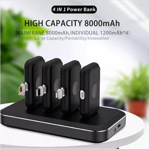 Bộ Sạc Dự Phòng Gồm 4 sạc không dây từ tính Powerbank Di Động 12000mAh