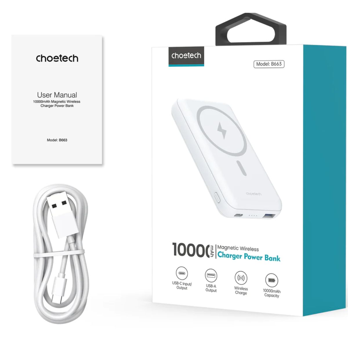 Pin sạc dự phòng không dây kèm chân đỡ Choetech B662 công suất 10w dung lượng 5000mAh (Hàng chính hãng)