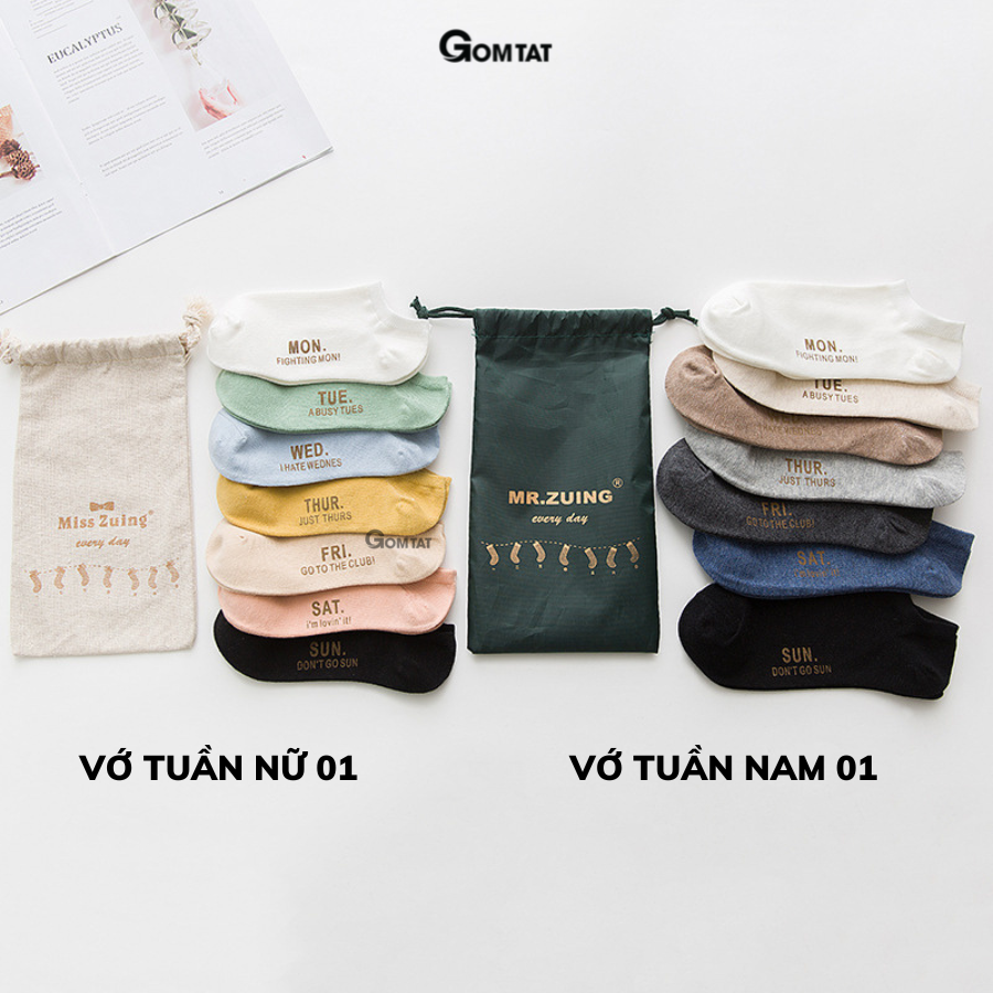 Set 14 đôi tất vớ cổ ngắn nam nữ cao cấp, bao gồm set 7 đôi cho nam và set 7 đôi cho nữ, phù hợp cho các cặp đôi - VOTUAN-NAMNU01